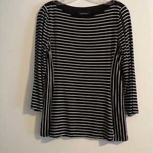 Black and White 3/4 Sleeve Stripped Top - Lining on inside - NWOT